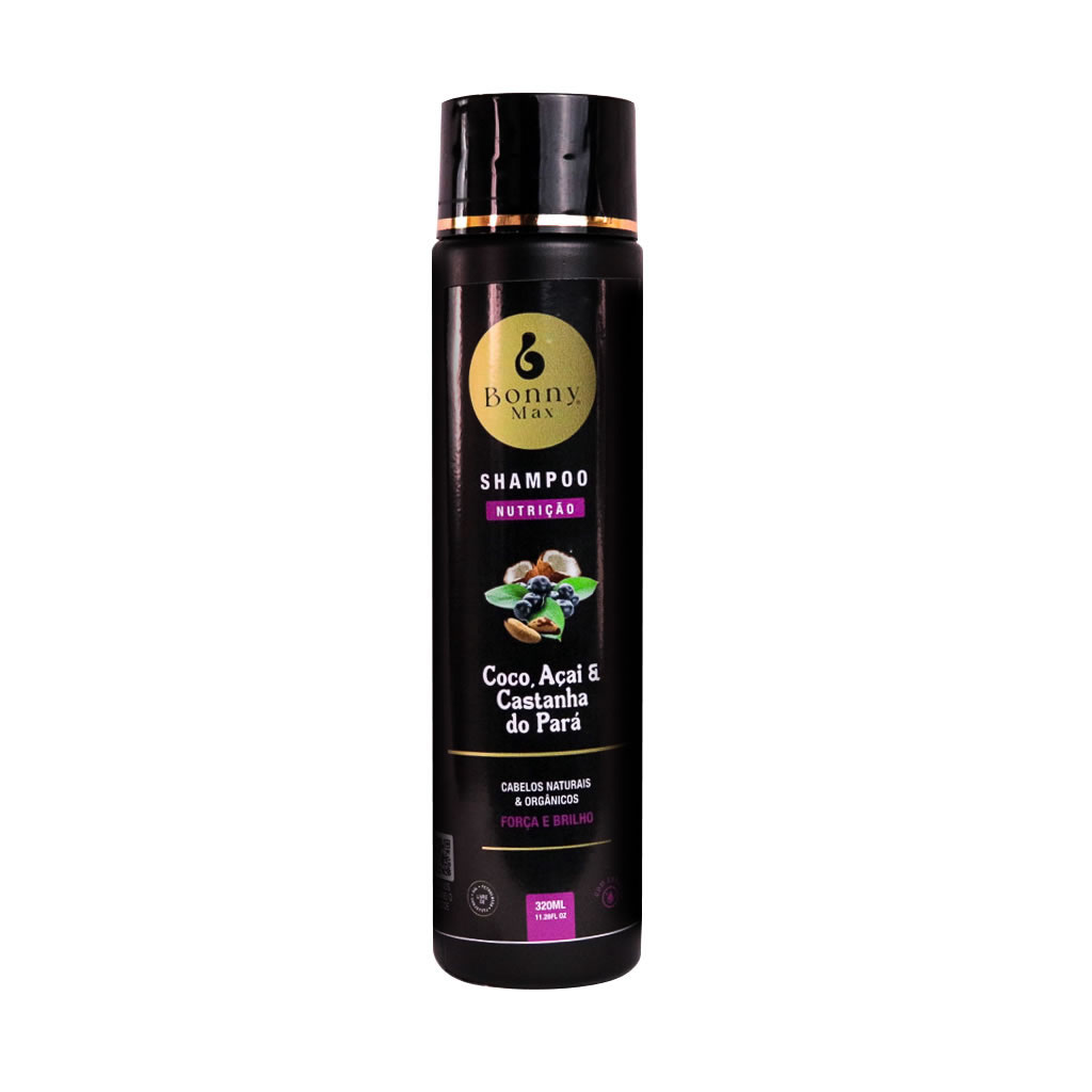 Shampoo Nutrição Coco Açaí Castanha do Pará 320ml Bonny Max Hidratação Força e Brilho