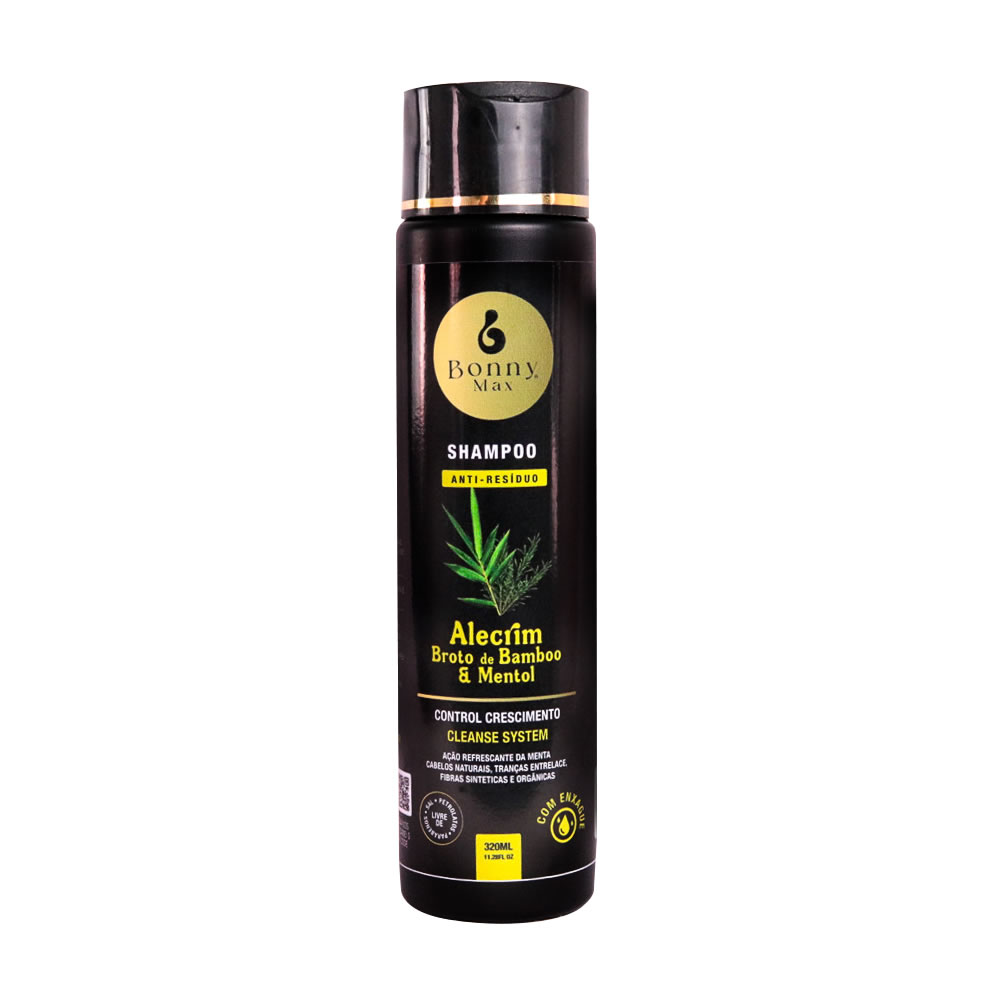 Shampoo Anti Resíduo Limpeza Profunda Alecrim Bambu Mentol 320ml Bonny Max Detox Capilar Pré Química