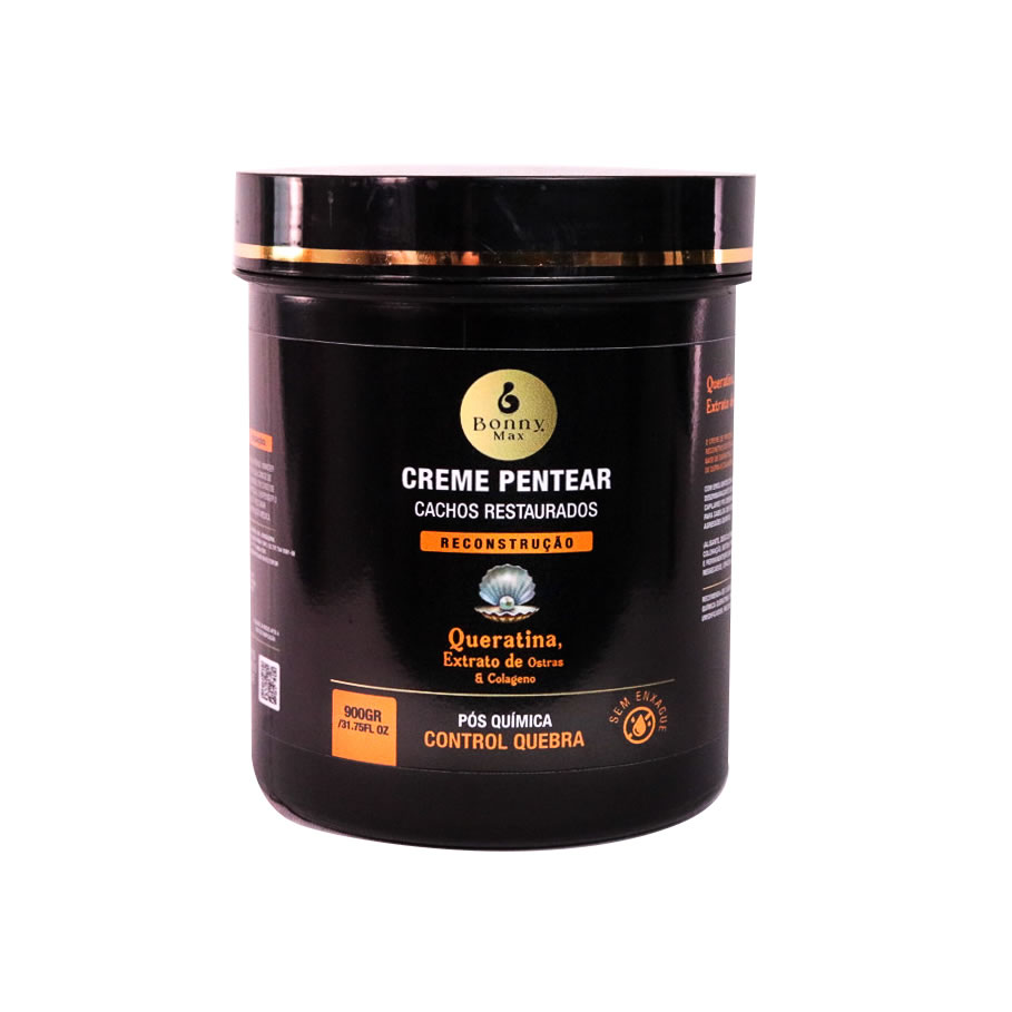 Creme de Pentear Reconstrução Pós-Química Queratina e Ostras 900g Bonny Max Brilho e Força