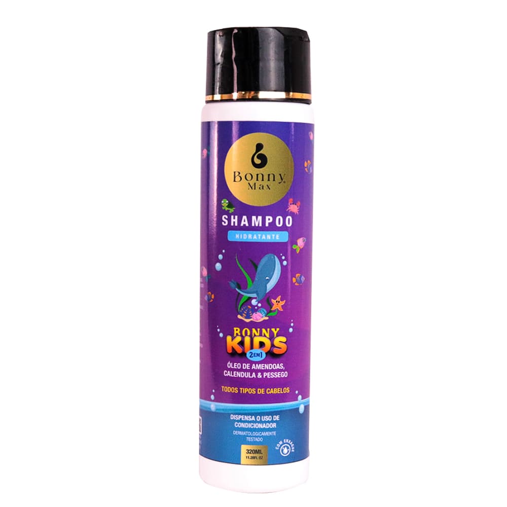 Shampoo 2x1 Hidratante BonnyKids óle de amendoas calendula e Pessego